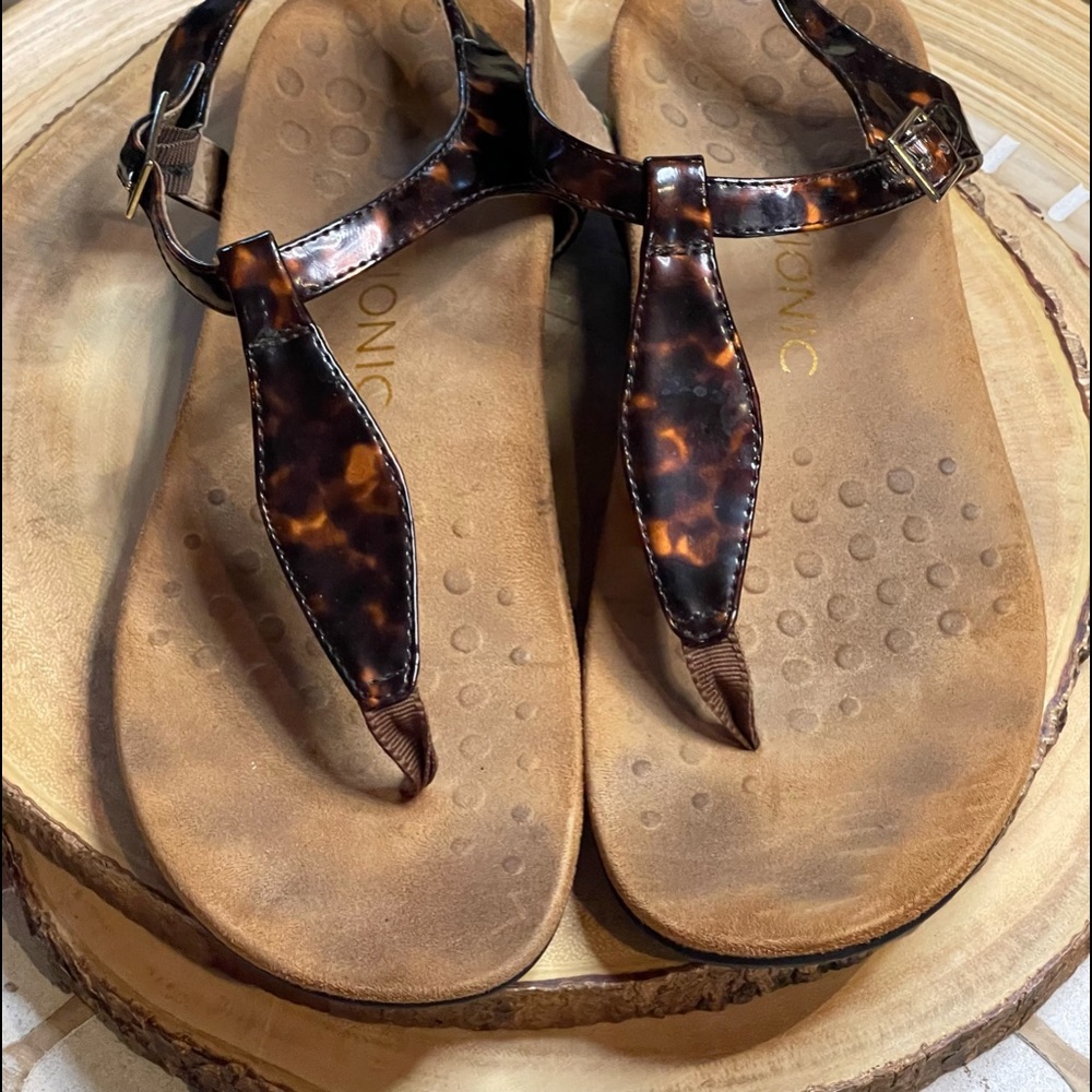 Vionic Rest Paden Backstrap Thong Brown Tortoise - image 1